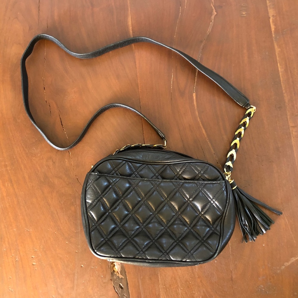 Black tassel quilted crossbody